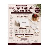 Feoly Art 10x10 cm MDF Pasta Altlığı Tekli | Tek Yüzü Beyaz | CNC Kesim Sivri Kenar | Monoporsiyon, Bardak Altlığı ve Dekoratif Kullanım İçin