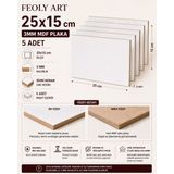 Feoly Art 25X15 cm 3 mm Mdf Plaka 5 Adet - Beyaz Lam Kaplamalı - 25 x 15 cm