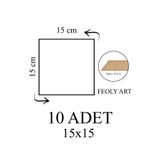 Feoly Art 3 mm 15x15 MDF Plaka (10 ADET) - Hobi, Maket, Ahşap El Sanatları İçin Uygun (10`lu Paket)