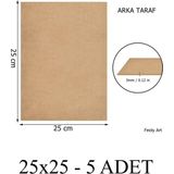 Feoly Art 3 mm 25X25 Mdf Plaka (5 Adet) - Pasta Altlığı, Hobi, Maket, Ahşap El Sanatları (5`li Paket) - Beyaz