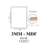 Feoly Art 3 mm 40x40 MDF Plaka (2 ADET) - Hobi, Maket, Ahşap El Sanatları, Pasta Altlığı - 1 Yüz Beyaz Lam MDF İçin Uygun