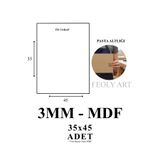 Feoly Art 3mm 35x45cm (1 Adet) Beyaz Lam MDF Plaka – Tek Tarafı Beyaz Kaplamalı – Hobi, Pasta Altlığı, Maket ve El Sanatları İçin