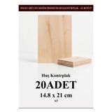 Feoly Art - Huş Kontrplak 20 ADET - A5 (14.8 x 21 cm) - 4 mm CNC Kesim ( Lazer Kesim - Yakma - Hobi Seti )