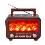 Fepe Fp-2393-s Şömine Detaylı Bluetooth Destekli Solar Güneş Enerjili Nostaljik Radyo