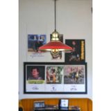Fer Avize Açelya Modern Tasarım Cafe Mutfak Gold Başlık Metal Kırmızı Içi Gold Renk Tekli Avize (Ampulsüz) - 1