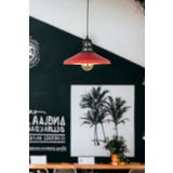 Fer Avize Açelya Modern Tasarım Cafe Mutfak Siyah Başlık Metal Kırmızı içi Gold Renk Tekli Avize (AMPULSÜZ)
