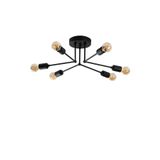 Fer Avize Altıgen modern spor tavan plofonyer siyah renk Salon - Mutfak 6 lı avize(AMPULSÜZ)