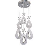 Fer Avize Arel 6lı Modern Led Avize Krom Renk Kristal Görünüm Beyaz Işık Enerji Tasarruflu Salon Yemek Odası