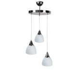 Fer Avize Begüm Modern Krom Renk Beyaz Camlı Salon - Mutfak - Yatak Odası 3 Lü Avize