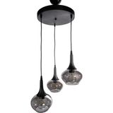 Fer Avize Belma Modern Avize Oturma Odası Yatak Odası Salon Cafe Iç Mekan - Füme - 3lü Sarkıt
