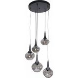 Fer Avize Belma Modern Avize Oturma Odası Yatak Odası Salon Cafe Iç Mekan - Füme - 5li Sarkıt