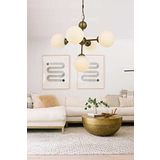 Fer Avize BODRUM Modern Retro Eskitme Kasa Beyaz Kapalı Camlı Salon - Mutfak - Yatak Odası 5 li Avize