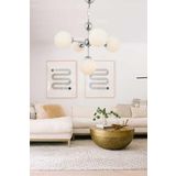 Fer Avize Bodrum Modern Retro Krom Kasa Beyaz Camlı Salon - Mutfak - Yatak Odası 5 Li Avize