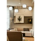 Fer Avize Çello Modern Lüks Tasarım Gold Renk Beyaz Camlı Tavan Yemek Masası Üstü -Salon 4 Lü Avize - Gold - Beyaz