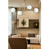 Fer Avize Çello Modern Lüks Tasarım Gold Renk Beyaz Camlı Tavan Yemek Masası Üstü -Salon 4 lü Avize
