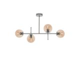 Fer Avize Çello Modern Lüks Tasarım Gri Renk Bal Camlı Tavan Yemek Masası Üstü -salon 4 Lü Avize
