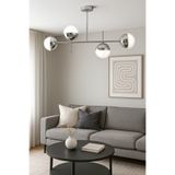 Fer Avize Çello Modern Tasarım Gri Kasa Krom Top - Cafe - Salon - Mutfak – Yatak Odası – Led 4'lü Avize