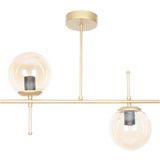 Fer Avize Çello Modern Tasarım Metal Eskitme Gold Renk Bal Camlı 2 Li Avize - Gold - Bal Rengi
