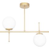 Fer Avize Çello Modern Tasarım Metal Eskitme Gold Renk Beyaz Camlı 2 Li Avize - Gold - Beyaz