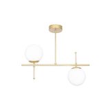 Fer Avize Çello Modern Tasarım Metal Eskitme Gold Renk Beyaz Camlı Yemek Masası Üstü -Salon 2 li Avize