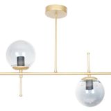 Fer Avize Çello Modern Tasarım Metal Eskitme Gold Renk Füme Camlı 2 Li Avize - Gold - Füme