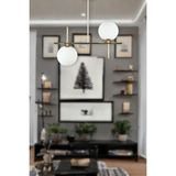 Fer Avize Çello Modern Tasarım - Metal Gold Renk Beyaz Camlı Yemek Masası Üstü -Salon 2 Li Avize - Gold - Beyaz