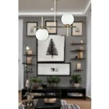 Fer Avize Çello Modern Tasarım - Metal Gold Renk Beyaz Camlı Yemek Masası Üstü -salon 2 Li Avize