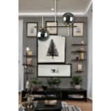 Fer Avize Çello Modern Tasarım - Metal Gold Renk Füme Camlı Yemek Masası Üstü -salon 2 Li Avize