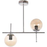 Fer Avize Çello Modern Tasarım Metal Krom Renk Bal Camlı Yemek Masası Üstü -Salon 2 li Avize