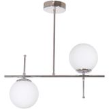 Fer Avize Çello Modern Tasarım Metal Krom Renk Beyaz Camlı Yemek Masası Üstü -Salon 2 li Avize