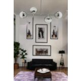 Fer Avize Çello Modern Tasarım Metal Krom Renk Cafe - Salon - Mutfak – Yatak odası – Led 4'lü avize