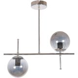 Fer Avize Çello Modern Tasarım Metal Krom Renk Füme Camlı Yemek Masası Üstü -Salon 2 li Avize
