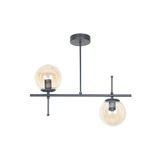 Fer Avize Çello Modern Tasarım Metal Siyah Renk Bal Camlı Yemek Masası Üstü -Salon 2 li Avize