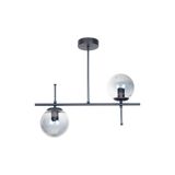 Fer Avize Çello Modern Tasarım Metal Siyah Renk Füme Camlı Yemek Masası Üstü -Salon 2 li Avize