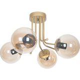 Fer Avize Daisy Lüks Modern Tasarım Plafonyer Gold Renk Bal Camlı 4'lü Avize - Gold - Bal Rengi