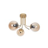 Fer Avize Daisy Lüks Modern Tasarım Plafonyer Gold Renk Bal Camlı Salon - Mutfak - Yatak Odas 3 Lü Avize