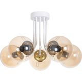 Fer Avize Daisy Modern Renk Globe Camlı Salon - Mutfak - Yatak Odası 5 Li Avize - Beyaz - Bal Rengi