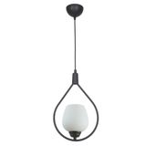 Fer Avize Deco 110 Modern Tasarım Salon - Mufak - Yatak Odası - Siyah Renk Beyaz Camlı Sarkıt Tekli Avize
