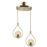 Fer Avize Deco Modern Tasarım Eskitme Gold Renk Bal Camlı Sıralı Salon - Mutfak - Yatak Odası 2 Li Avize