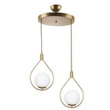 Fer Avize Deco Modern Tasarım Eskitme Gold Renk Beyaz Camlı Sıralı Salon - Mutfak - Yatak Odası 2 Li Avize