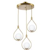 Fer Avize Deco Modern Tasarım Eskitme Gold Renk Beyaz Camlı Sıralı Salon - Mutfak - Yatak Odası 3 Lü Avize