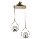Fer Avize Deco Modern Tasarım Eskitme Gold Renk Füme Camlı Sıralı Salon - Mutfak - Yatak Odası 2 Li Avize