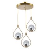 Fer Avize Deco Modern Tasarım Eskitme Gold Renk Füme Camlı Sıralı Salon - Mutfak - Yatak Odası 3 Lü Avize
