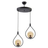 Fer Avize Deco Modern Tasarım Siyah Renk Bal Camlı Salon - Mutfak - Yatak Odası 2 Li Avize