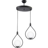 Fer Avize Deco Modern Tasarım Siyah Renk Beyaz Camlı Salon - Mutfak - Yatak Odası 2 Li Avize - Siyah - Beyaz