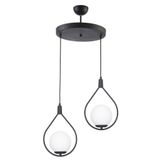 Fer Avize Deco Modern Tasarım Siyah Renk Beyaz Camlı Salon - Mutfak - Yatak Odası 2 Li Avize