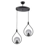 Fer Avize Deco Modern Tasarım Siyah Renk Füme Camlı Salon - Mutfak - Yatak Odası 2 Li Avize