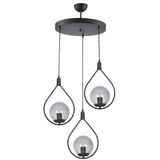 Fer Avize Deco Modern Tasarım Siyah Renk Füme Camlı Salon - Mutfak - Yatak Odası 3 Lü Avize