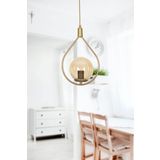 Fer Avize Deco Özel Tasarım Metal Cam Sarkıt Eskitme Renk Bal Cam Sarkıt Hol - Mutfak - Salon Tekli Avize