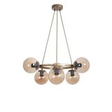Fer Avize Dünya Modern Tasarım Mutfak - Salon - Yatak Odası - Tavan Eskitme Gold Renk Bal Camlı 6 Lı Avize